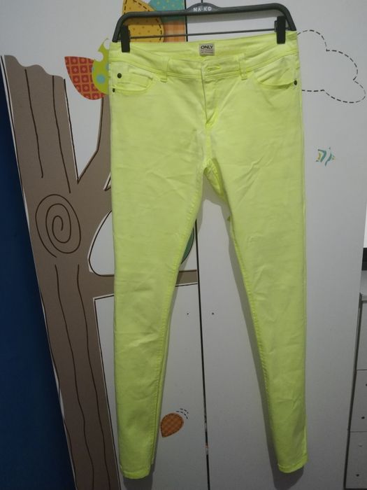 Damskie spodnie dżinsowe Only neonowe limonkowe