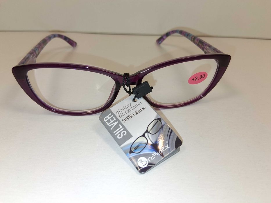 F044 Okulary Do Czytania Brandex Silver Collection +2.00 Dioptrie Fiol