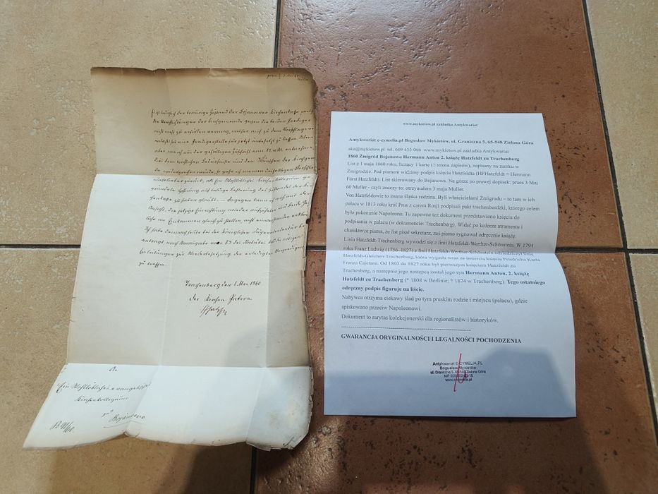 Sprzedam stary dokument