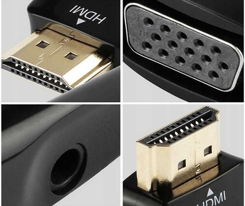 Konwerter HDMI do VGA D-Sub + wyjście AUDIO z kablem.