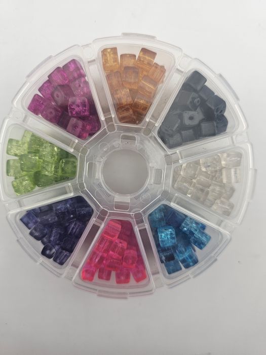 Koraliki kostki 250szt szklane crackle 6mm 8 kolorów