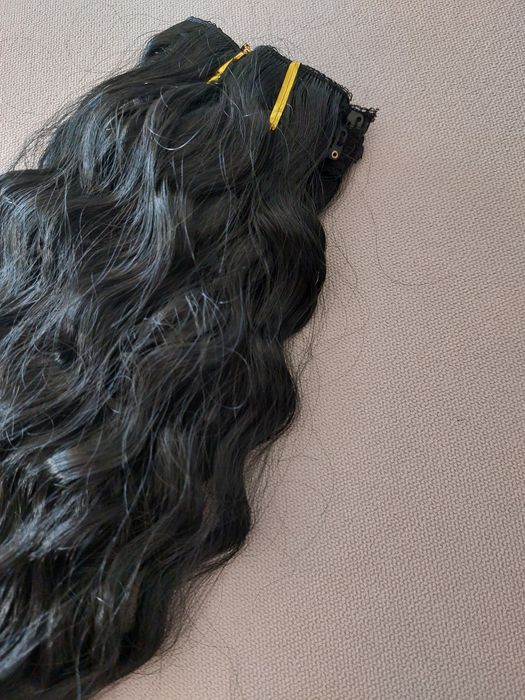Extensões Clip, 30cm onduladas pretas. Nunca usadas