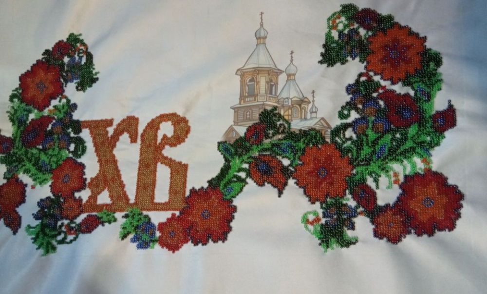 Новий Пасхальний рушник вишитий бісером 55х35,5
