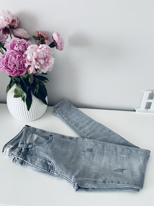 Spodnie jeansowe szare hello miss rurki jeansy