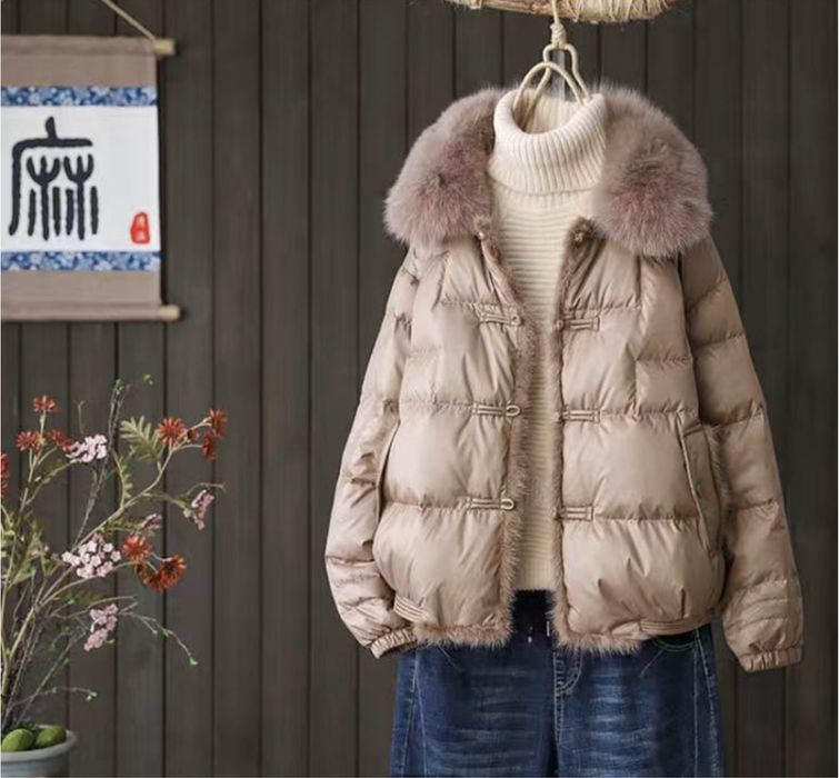 Хітова модель крутий пуховичок з хутром песця та норки