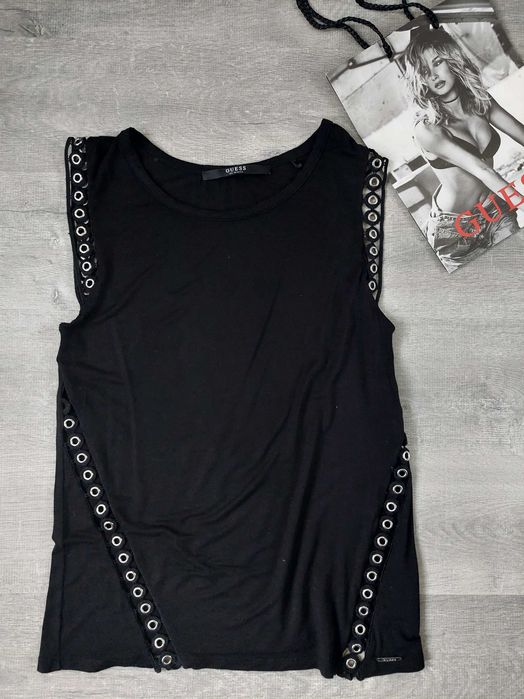 GUESS czarna cienka bluzka top Wiskoza - XS
