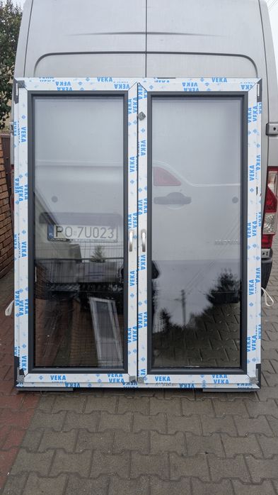 KR HAUS drzwi 160x200 tarasowe antracyt nowe 3 szybowe OKNA POZNAŃ