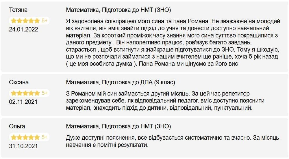 Репетитор із математики ЗНО/НМТ
