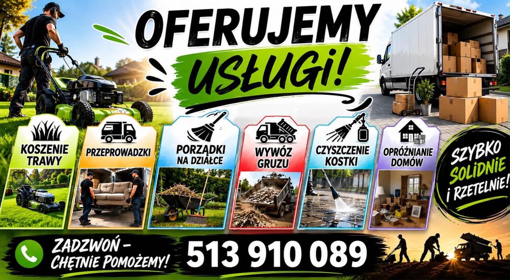 Koszenie trawników,pielegnacja ogrodów,wywóz gruzu,wywóz gabarytów