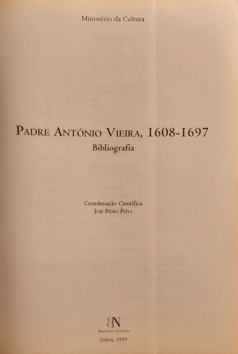 Livro - Padre António Vieira 1608_1697 - Bibliografia