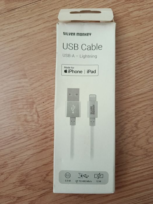 Kabel iPhone Lightning Silver Monkey 0.5m – MFi – NOWY do Powerbanka