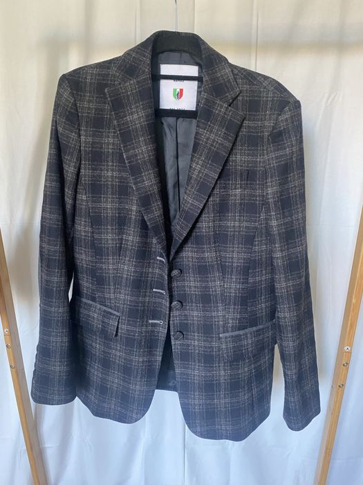 Żakiet w kratę wełna