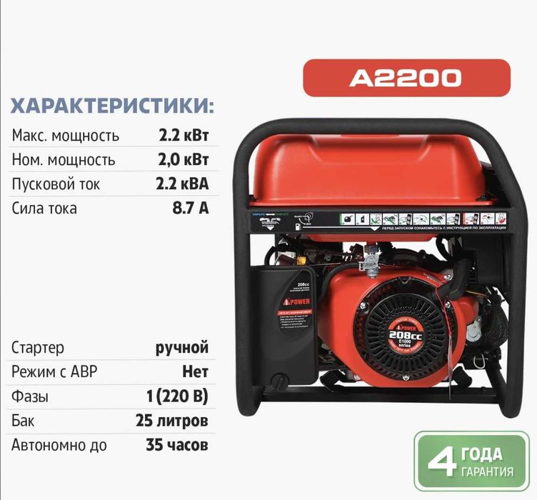 Генератор 2.2кВт бензиновый синхронный новый медь ТОП‼️УСПЕЙ‼️АКЦИЯ‼️