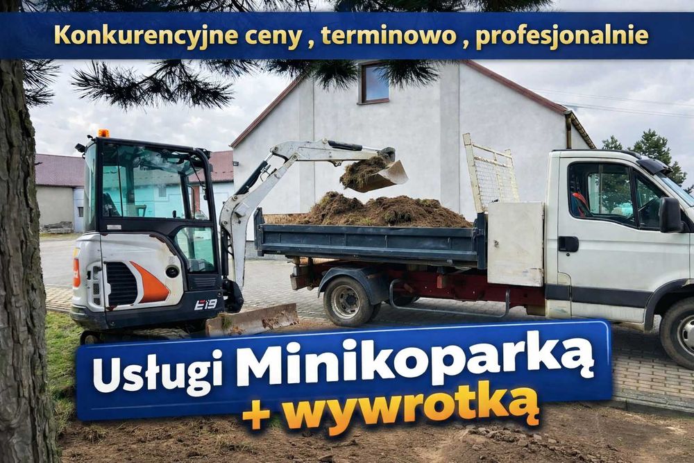 Minikoparka – usługi koparką, wykopy, kanalizacja DOBRE CENY i TERMINY