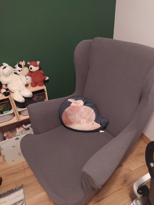 Fotel uszak / fotel do karmienia - szary pokrowiec