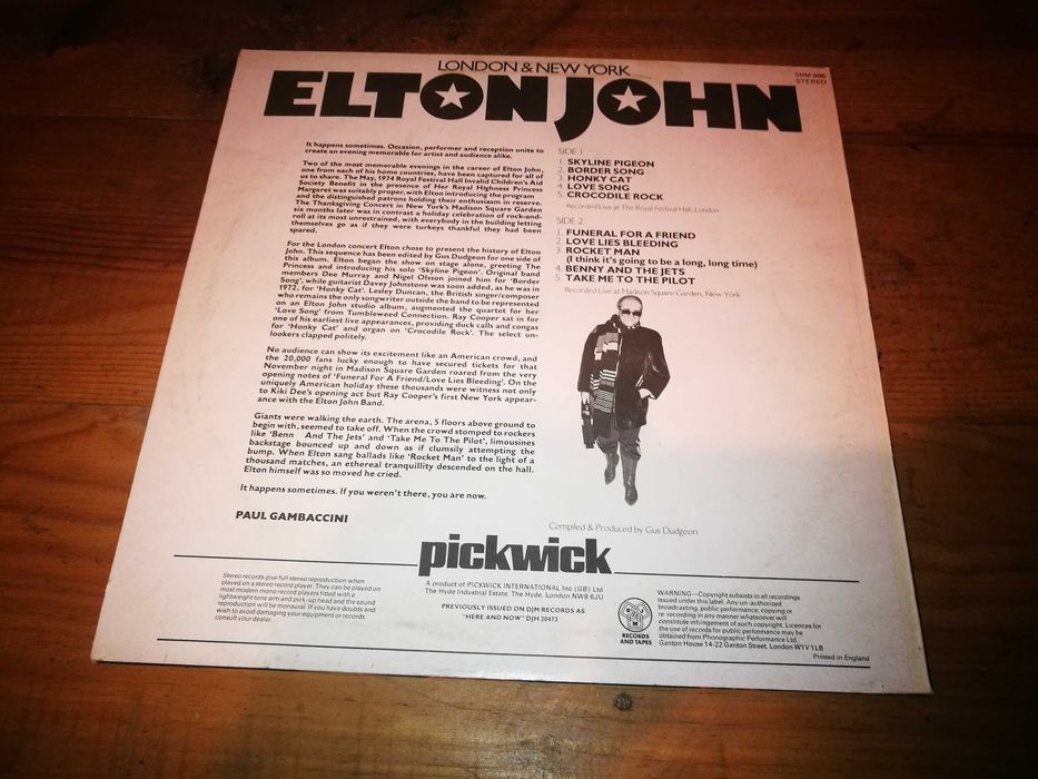 ELTON JOHN - London & New York LP
