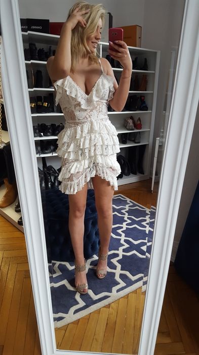 Sukienka XS S biała koronka