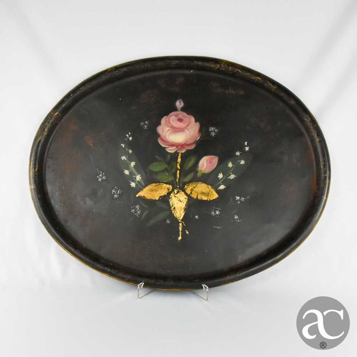 Grande Tabuleiro em folha de metal, pintado à mão, séc. XIX