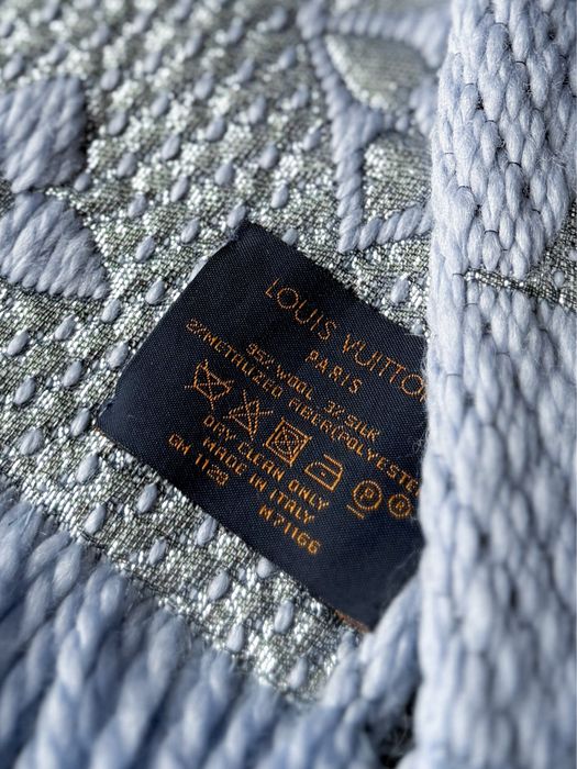 Nowy szal Louis Vuitton Logomania niebieski baby blue