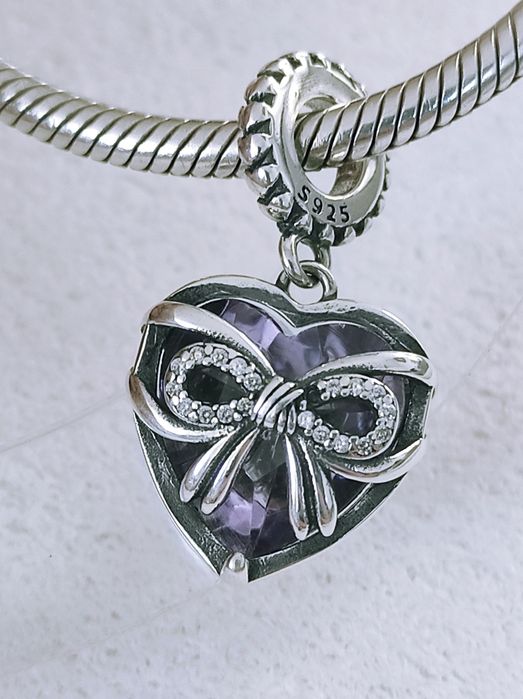 Zawieszka serce z kokardą s 925