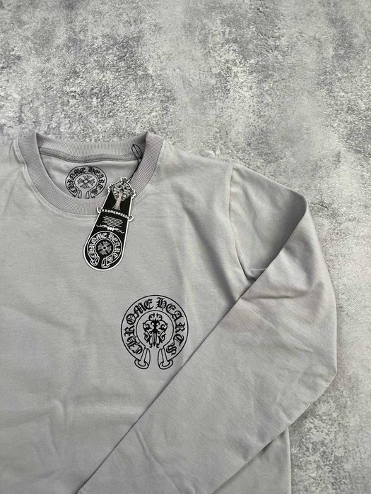 Сірий Лонгслів Chrome Hearts з бірками (Хром Хартс)
