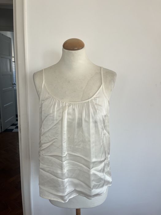 Top cetim branco Mango