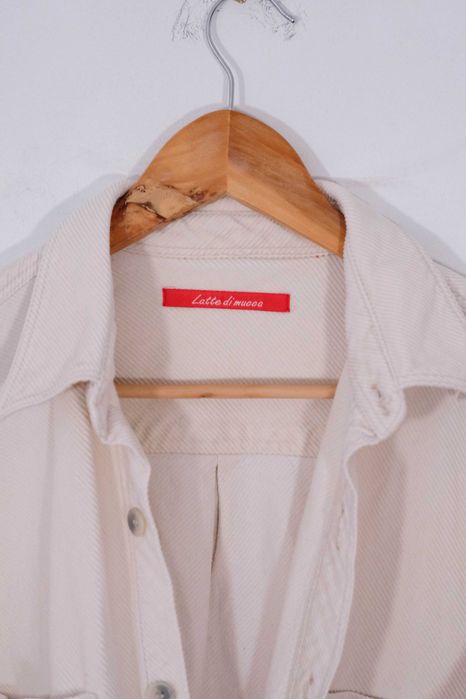 Gruba sztruksowa koszula męska rozmiar M kremowa / ercru