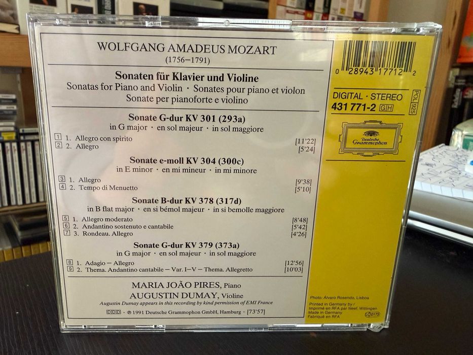 Mozart – Sonatas For Piano & Violin K. 301, 4, 78, 9 – MJ Pires, Dumay