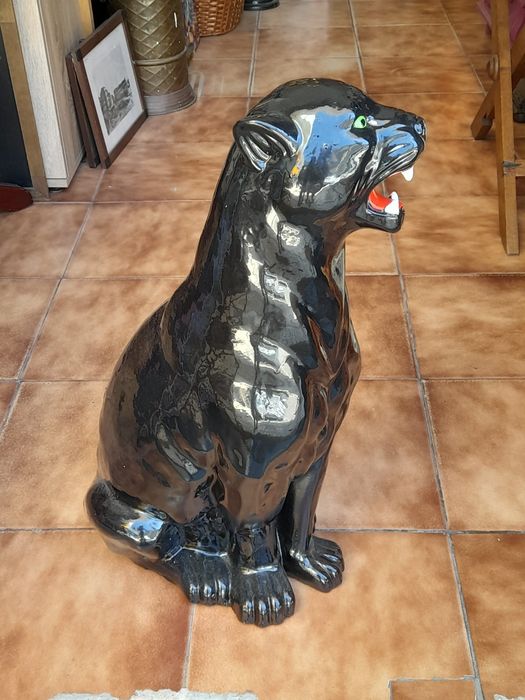 Pantera Negra em loiça - Boavista - Leopardo, Papagaio, cães - Barro
