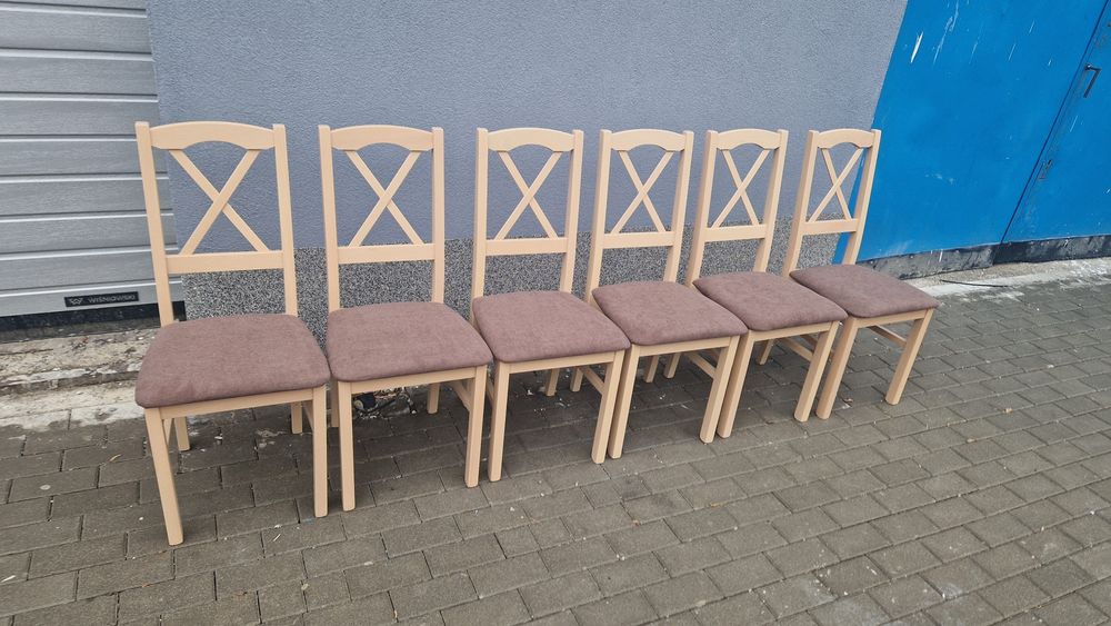 Nowe: Stół 80x140/180 + 6 krzeseł, sonoma+brąz(krzyż) dostawa cała PL