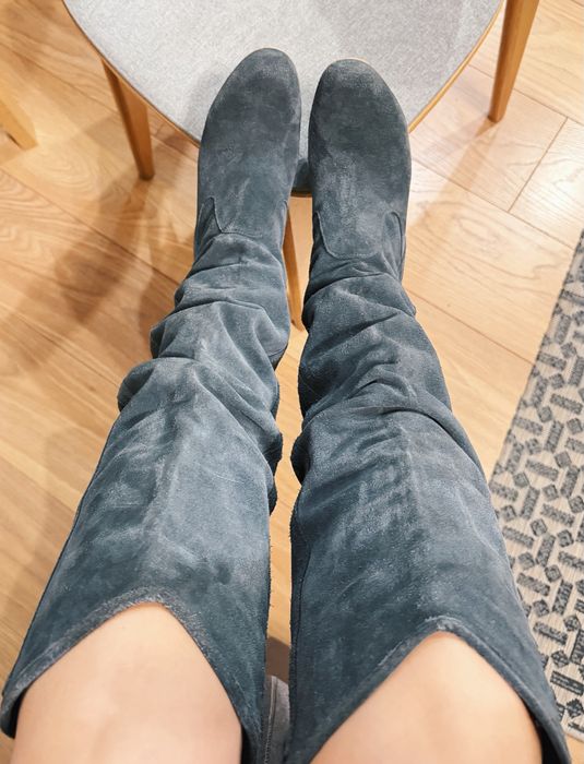 Сапоги замшеві Zara сірі 39 розмір