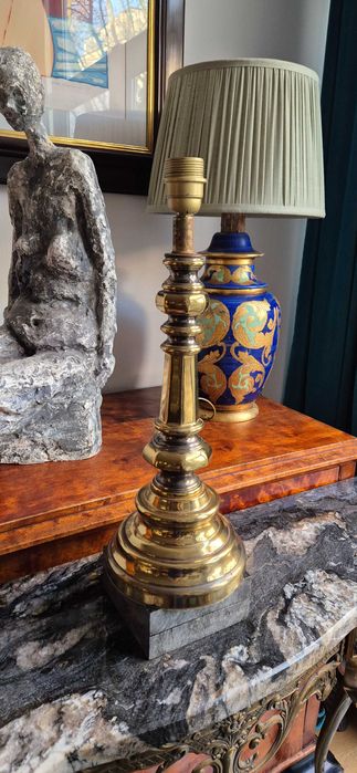 Mosiężna lampa hollywood regency mid century design antyk modern chic