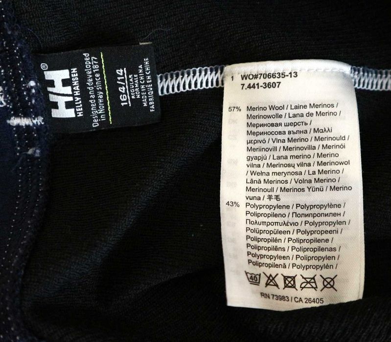 Helly Hansen kalesony termiczne legginsy 57% wełny merino S
