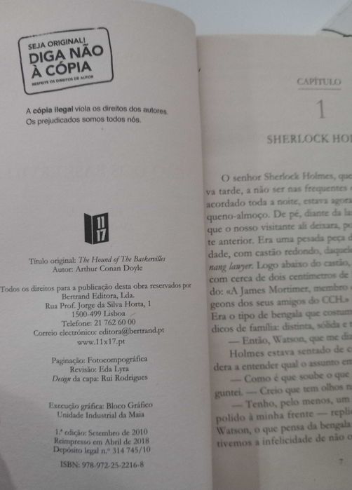 Livro de bolso - O Cão dos Baskervilles - portes incluídos