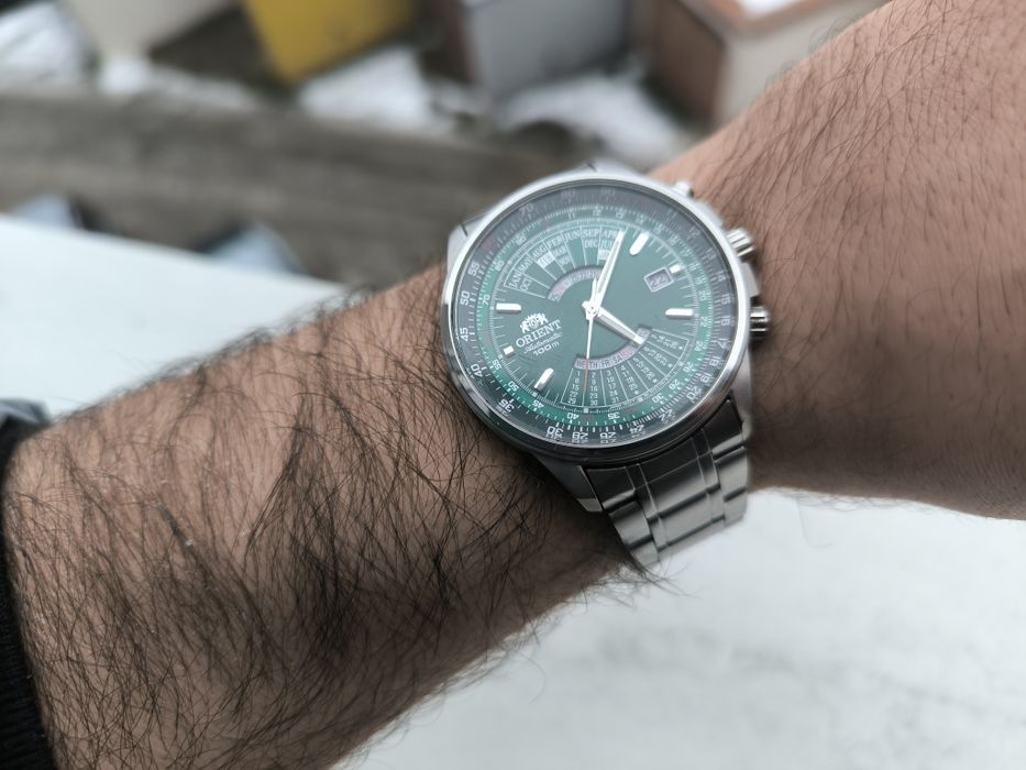 Najnowsza generacja zegarek orient multi year cesarski patelnia zieleń