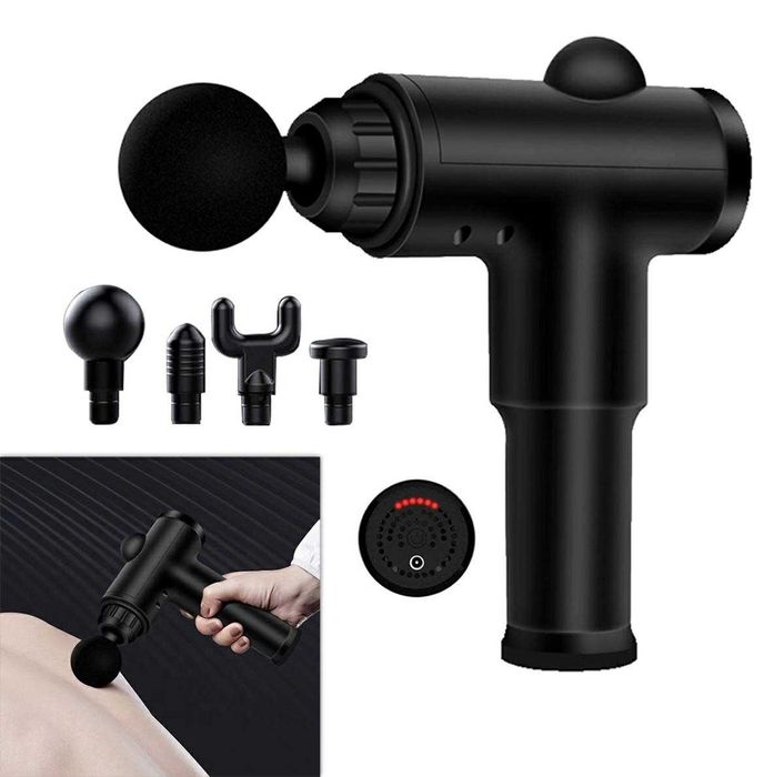 NOWY!! Pistolet do masażu masażer +4 głowice gun