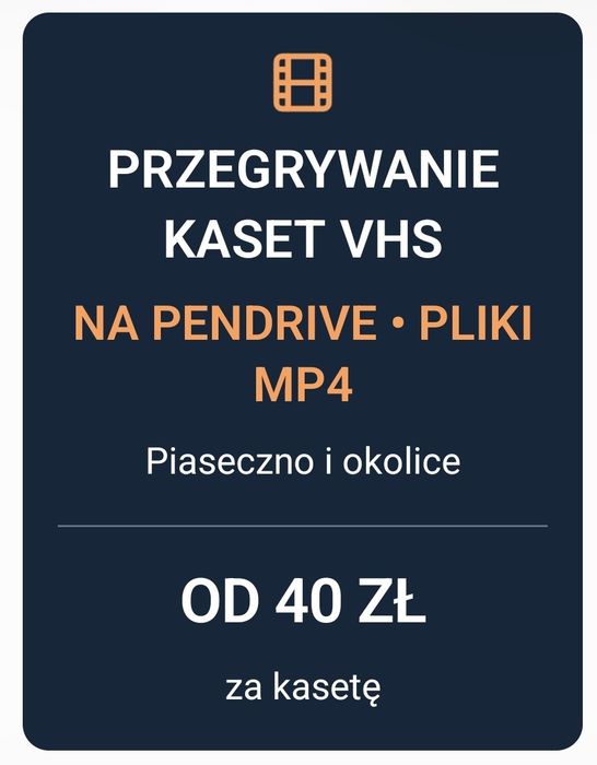 Przegrywanie VHS na pendrive MP4 1080p – Piaseczno