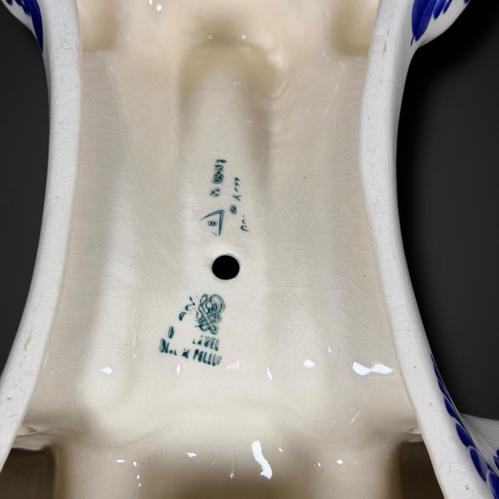 świecznik ścienny fajans Włocławek kwiaty kobalt b6/012436