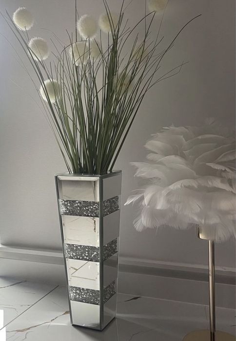 Lustrzany wazon glamour kryształki
