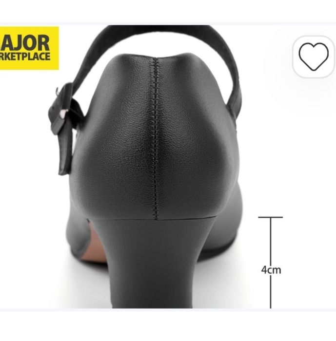 Asyusyu Standard Dance Shoes damskie czarne, z paskiem na kostce, na o