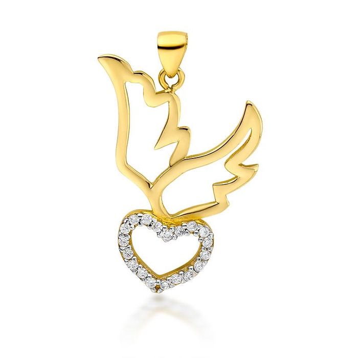 WYPRZEDAŻ 450zł/g 585 Złota Zawieszka Serce ze skrzydełkami