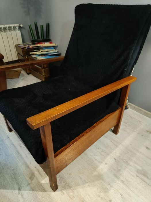 Fotel, krzesło, amerykanka, tapczan jednoosobowy PRL Retro  Vintage