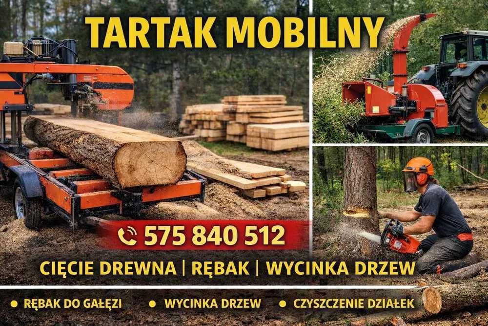 tartak mobilny, rębak, wycinka drzew, czyszczenie działek