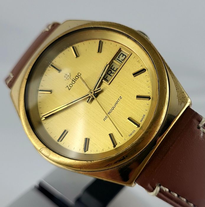 Zegarek męski Zodiac Swiss Astroquartz lata 70te Vintage Unikat XL