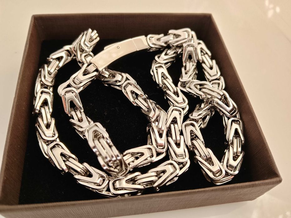 Łańcuszek Królewski 6,5mm 60cm Silver Platyne