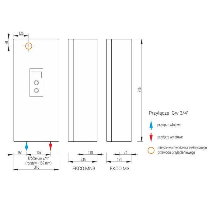 Kocioł elektryczny KOSPEL EKCO.MN3 12/16/20/24 kW nowy