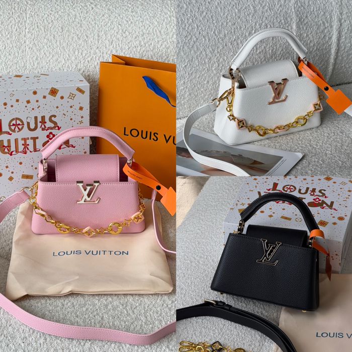 Сумка Louis Vuitton Capucines East-West Mini рожева, біла, чорна