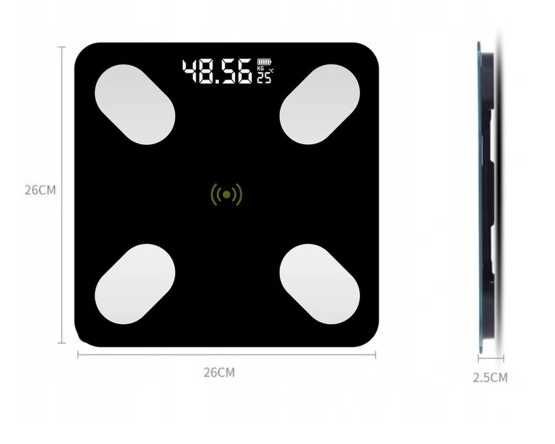 Waga łazienkowa 25w1 – Smart, Bluetooth, 180 kg