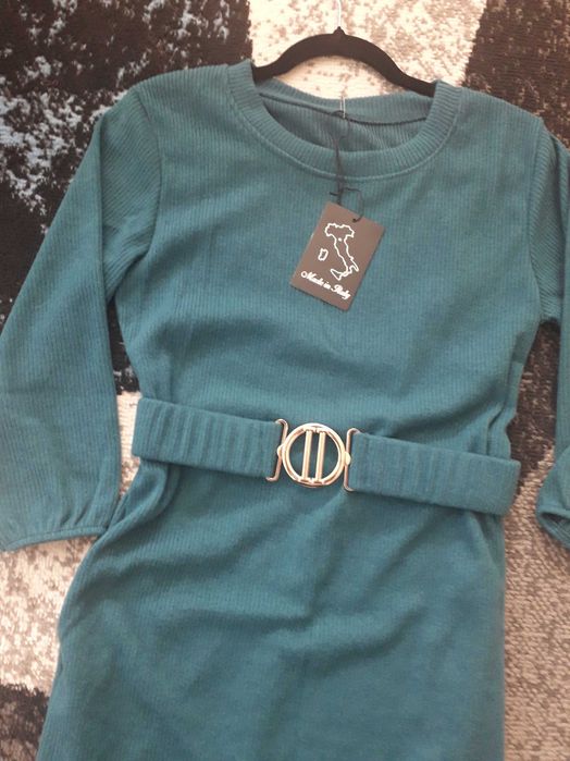 Sukienka zielona długa z paskiem S M L  nowa