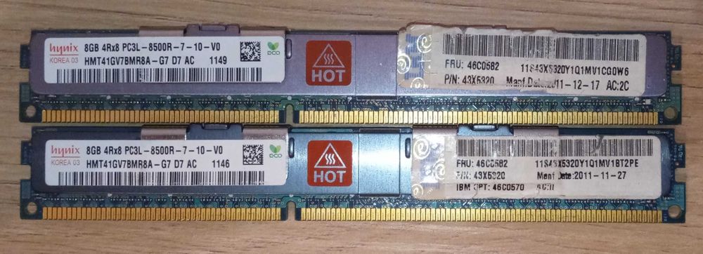Pamięć Ram HYNIX 8GB 2Rx4 PC3L-8500R ECC REG HMT41GV7BMR8A-G7 // 16GB